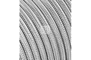 MERLOTTI Cavo elettrico tondo rotondo rivestito in tessuto colorato Argento 10 metri 3x0,75 per lampadari, lampade, abat jour, design. Made in Italy!