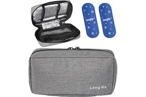 OVAKIA Frio Kühltasche Klein für Insulin Pen Aufbewahrung Organizer Kühlbox Medikamente Reise Diabetiker Tasche, mit 2 Kühlakkus (Grau)
