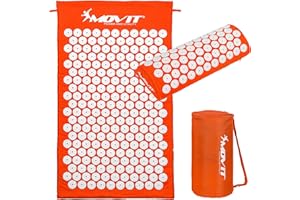 MOVIT Tapis d'acupression, modèle TUINA (75x44x2,5cm) INCL. Coussin & Sac ou modèle ZHIYA (130x50x2,5cm) INCL. Coussin, testé Contre Les substances nocives, Housse 100% Coton, Massage, 10 Couleurs