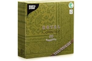 ‎PAPSTAR Papstar, 50 Servietten "ROYAL Collection" 1/4-Falz 40 cm x 40 cm olivgrün "Ornaments", #81746