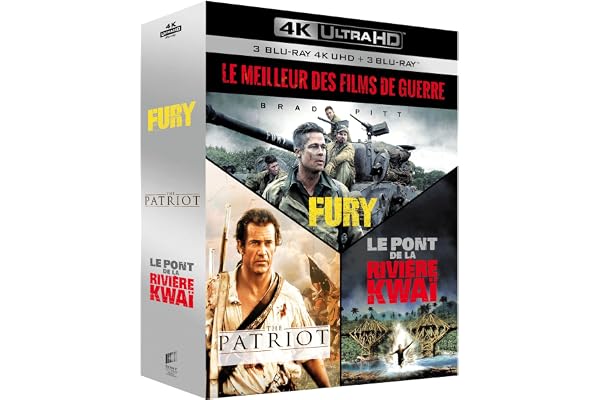 Le Meilleur des Films de Guerre-Coffret : Fury + The Patriot + Le Pont de la rivière Kwaï [4K Ultra-HD + Blu-Ray]