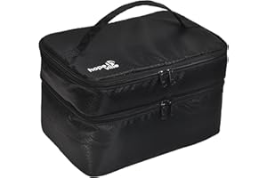 HOPEVILLE Extra großer Reise Organizer für Damen, Premium Kosmetiktasche und Kulturtasche für Unterwäsche, Kosmetik, Accessoires und Toilettenartikel (Schwarz)