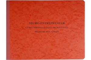 Exacompta - Réf. 4410E - 1 Piqûre Livre chronologique des recettes - Registre des achats - Spécial micro-entrepreneurs - 80 pages foliotées - format 240 x 320 mm - 4 couleurs aléatoires