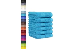 ‎BASATEX BaSaTex - 6er Pack Handtuch Set für Gäste - Handtücher mit Aufhängeschlaufe aus weicher Baumwolle in 30x50 cm - Gästetücher für die Händereinigung Öko-Tex Standard 100 Zertifiziert - Türkis