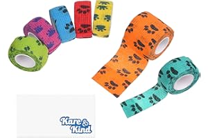 Kare & Kind Bandage auto-adhésif - Ruban d'emballage de blessure pour animaux domestiques - Chien, Chats, Chevaux - 7 rouleaux multicolores - Soutien musculaire et articulaire - Élastique