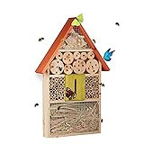 Relaxdays Insektenhotel für Schmetterlinge, Käfer, Bienenhaus zum Aufhängen, Balkon, HxBxT: 48,5 x 31 x 7 cm, bunt