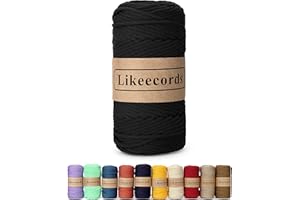 Likeecords Poliestere Corda 4mm x 130m,Cordino Per Borse Uncinetto,Polipropilene Macrame Corda intrecciata,Macramè Filo per Appendiabiti per Fiori, Home Decor （Nero）