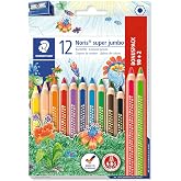 STAEDTLER Noris Club 129 NC12P1 Jumbo Triangular Pencil - 12 Assorted Colours + 1 Sharpener