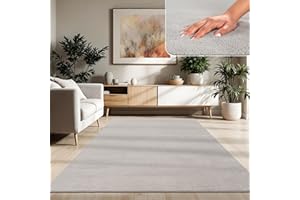 Paco Home Tappeto Moderno e Morbido per Soggiorno a Pelo Corto Lavabile Fluffy Uni Effetto Pelliccia Senza Tempo Elegante Antiscivolo Facile da Pulire, Dimensione:140x200 cm, Colore:Argento