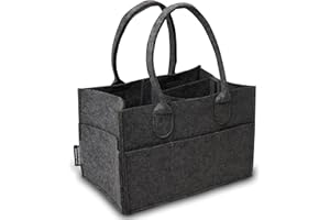 Rubberneck Cesta de fieltro para pañales - Organizador de almacenamiento portátil para bebés, 26 x 17 x 17 cm, Gris Oscuro