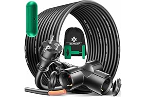 KESSER® Verlängerungskabel 15m Mehrfachstecker mit 3 x Schuko Stecker mit Schutzkappe - Outdoor - für Innenbereich Außenbereich - Verlängerung Verteilerkabel – 230 V IP44 - Baustellenkabel Stromkabel