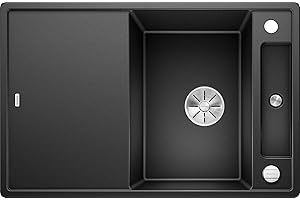 BLANCO AXIA III 45 S | Granitspüle aus SILGRANIT anthrazit | Einbauart: Einbau von Oben | reversibel | mit Glasschneidbrett | für 45 cm breite Unterschränke | Verschiebbares Schneidbrett