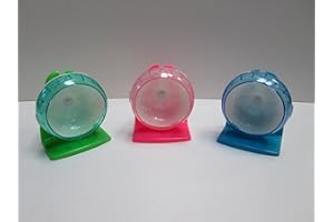 GLOBAL PET Silent Dwarf Hamster/Mouse Exercise Wheel with stand in Pink, Green & Blue - 12cm