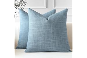 JOTOM Juego de 2 Fundas de Cojín 60x60 cm Lino Azul Fundas de Almohada Decorativas 24x24 Pulgadas Cuadradas Funda de Cojín Decoración del Hogar para Sofá Cama