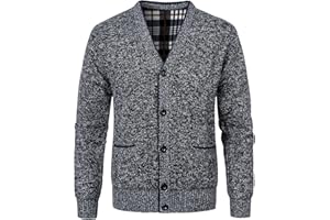 KTWOLEN Męski sweter kardigan slim fit zapinana na guziki dzianina polarowa kardigany z długim rękawem prążkowany dzianinowy płaszcz z kieszeniami przednimi