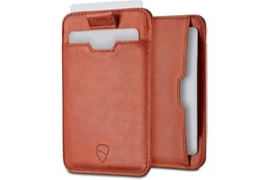 Vaultskin CHELSEA, cienki, minimalistyczny męski portfel, skórzany, z blokadą RFID, przednia kieszeń na karty kredytowe, Koniak, Jeden rozmiar, Posiadacz karty