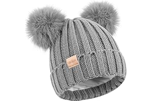 Tontuland Kinder Winter Beanie Mütze Warme Skimützen mit Bommel Fleece gefüttert Kinder Strickmütze für Jungen Mädchen