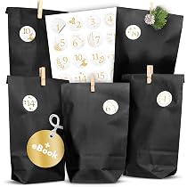 Frau WUNDERVoll DIY Adventskalender-Set – 24 Tütchen 13x16,5 Cm, Ziffern, Schleifenband