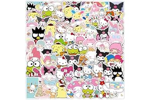 BJPERFMS Pegatinas Sanrio, 100PCS Stickers Sanrio, Pegatinas Kawaii, Hello Kitty Graffiti Vinilo Impermeables Pegatinas, para Ordenador Skate Snowboard Maletas, Stickers Kuromi Regalos para Adultos Infantiles