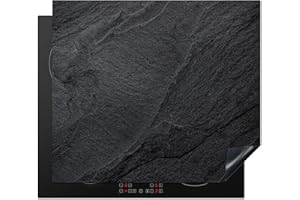 KitchenYeah© Protezione Piano Cottura Tappetino per Induzione 60x52 cm Cucina Proteggi Coprifornello Antiscivolo Nero - Struttura - Scuro