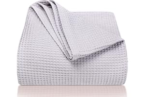 LAYNENBURG narzuta klasy premium, 150 x 200 cm, 100% bawełny o strukturze waflowej, lekkie nakrycie letnie, bawełniana narzuta na łóżko, sofę, szara