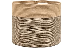 TIMEYARD Storage Basket, Laundry Basket, Woven Rope Hamper Basket, Toy Storage Basket for Kids, Large Blanket Basket in Living Room, Bedroom, Laundry Room Storage, 40x35cm, Jute
