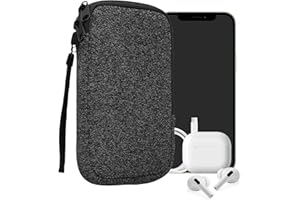 kwmobile Handytasche für Smartphones L - 6,5" - Neopren Handy Hülle Anthrazit Weiß - Handy Tasche 16,5 x 8,9 cm Innenmaße
