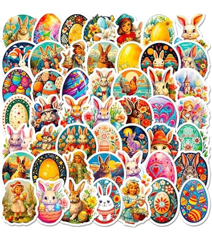 Adesivi Pasquali Fyvadio - 284 Pezzi Con Coniglietti, Uova E Carote - Foto 3