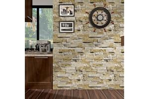 Yullpaper Tapeta z żółto-białej cegły, odklej i przyklej, tapeta do salonu, kuchni, efekt cegły, samoprzylepny tył, plastikowa rolka, wodoodporna, samoprzylepna tapeta, vintage, gruby papier kontaktowy, 40 x 300 cm