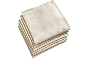 Celebright Christmas Pack of 6 Napkins - Square 17 x 17 Inches (43 x 43 cm) - Ideal Xmas Dinner Table Decorative Settings - Metallic Christmas Theme Embossed Design - Cream & Metallic Gold