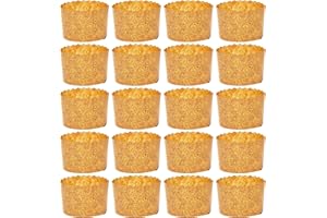 FAH FAMILY AT HOME FAH - Stampo Mini Panettone 80 gr - 20 Stampi per Panettoncino, Pirottini Panettone Professionale, Carta Naturale di Pura Cellulosa Resistente al Calore 200°C, Forme Cottura per Panettoni