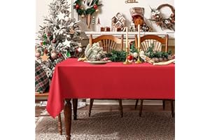 DWCN Czerwony obrus na Boże Narodzenie, ochrona przed plamami, zmywalny, wodoszczelny, do jadalni, ogrodu, na imprezę, wesele lub do gospodarstwa domowego, 130 x 130 cm