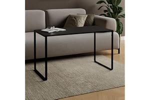 AKKE Stolik Kawowy Stolik do Salonu z Metalowymi Nóżkami Laminowany Blat Wysokość 55 cm Nowoczesny Styl Loftowy 90x50cm Czarny