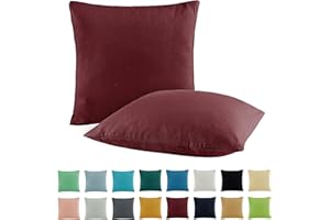 SHC TEXTILIEN SHC by BaSaTex zestaw 2 poszewek na poduszki z dżerseju, poszewka na poduszkę ze 100% bawełny, 50 x 50 cm, kolor bordowy czerwony