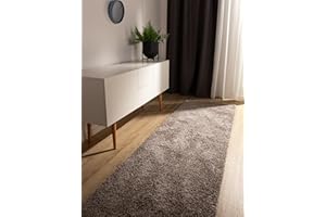 benuta Tappeto a pelo lungo Sohari tortora, 80 x 300 cm, morbido tappeto dal look minimalista, facile da pulire, adatto per riscaldamento a pavimento