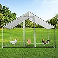 Walk In Chicken Run Cage Coop 3m x 2m x 2m Dog Pen House Kennel Large Metal Enclosure Rabbits Ducks Poultry Roof Cover Shelter Sunshade Pets Outdoor Backyard Farm Animal
