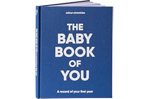 COLOUR CHRONICLES Baby Memory Book | Capture the Joy of the First Year in this Cherished Keepsake | Unique Gift for Expecting Parents | 8" x 10” Scrapbook | 96 Pages | Cloth Covered Hardback Baby Memory Journal – Blue