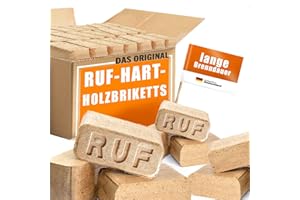BBQUH Holzbrikett, RUF Hartholzbriketts 30 kg Buche/Eiche – Premium Brikett für Kamin & Ofen | Lange Brenndauer, Hoher Heizwert, Kaum Asche | Saubere & Natürliche Wärme aus Hartholz