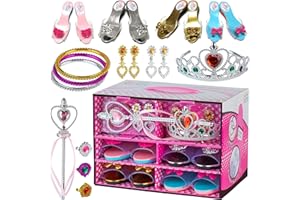ToyVelt Princess Dress Up & Play Shoe and Jewelry Boutique (Includes 4 Pairs of Shoes + Multiple Fashion Accessories) - This dressup princess jewelry set is the best gift for girls age 2 - 10