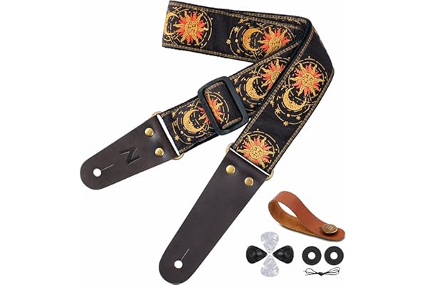 Nefelibata Sangle de guitare, pour guitare basse, électrique et acoustique, bouton de sangle, boucles de sangle et médiators