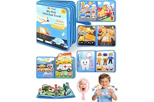 Meafeng® Busy Board från 1 2 år, Montessori leksak Baby filtbok Transport Busy Book med 3D-trafikscener, flygplansyssla barn, påskgåvor hantverk pojkar flickor