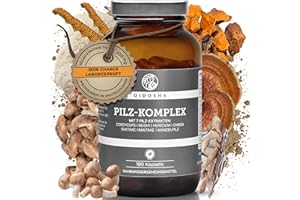 ‎QIDOSHA QIDOSHA® Pilz Komplex Kapseln, 180 Stk im Apothekerglas, hochreine Dual-Extrakte aus den 7 Vitalpilzen Cordyceps, Reishi, Hericium, Chaga, Maitake, Shiitake, Agaricus blazei (Mandelpilz), vegan