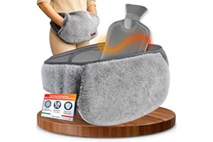 VOLILA Cintura per Borsa dell'Acqua Calda - Boule Acqua Calda da 1,5 Litri con Copertura in Velluto di Coniglio Grigio - Borsa Acqua Calda di Lusso, Morbida e Indossabile per Dolori Mestruali (Grigio)