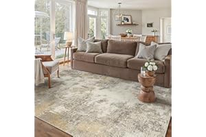 PureCozy Tappeto Salotto Moderno Astratto Tappeti Camera Da Letto, 160x230 cm Tappeto Vintage Corridoio Antiscivolo Lavabile Pelo Corto per Soggiorno,Cucina, Ufficio, Interno,Marrone&Grigio