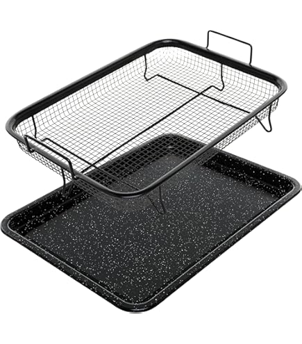 2-in-1 bakplaten, roosterset, Square Air Fryer rekken, bakplaat voor oven en fornuis, roestvrij staal, grote ovenplaat, taartplaat en taartrooster (A