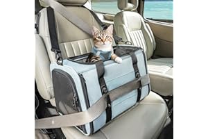 Petsfit Soft Cat Car Carrier for Medium Cats & Small Dogs with Safety Buckles & Lockable Escape-Proof Zippers – Ideal for Vet Visits, Car Travel & Outdoor Use，Gift for Pet