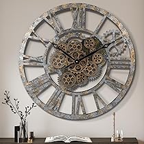 Horloge Murale Steampunk 16 Pouces Avec Engrenages Mobiles Vintage Industriel