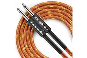 Urbanphonics Professional Premium Quality Instrument Lead Cable for Electric Guitar, Bass Guitar & Keyboard - Braided Tweed - Copper Colour - 1/4 Straight Standard Jack to Jack - 16 foot (5 m)