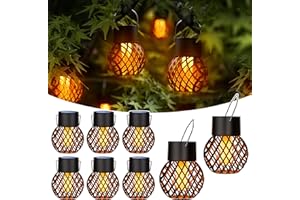 GIGALUMI Solar Hängeleuchte für außen, 8 Stück flackernder Flamme Solarleuchten für Garten