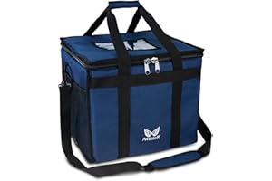 AviiatoR® Hot Food Delivery Bag With Divider Thermal Insulated 40*40*35cm For Indian, Kebabs, Chinese, Pizza For Restaurants, Couriers, Picnic Cooler Bag, Groceries Boot Organiser Catering Warm Bags